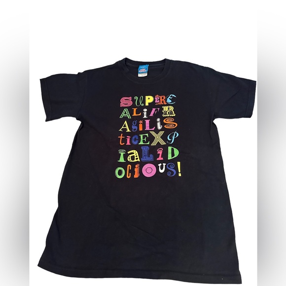 Disney Mary Poppins Supercalifragilisticexpialidocious EUC T Shirt Small - Picture 1 of 9